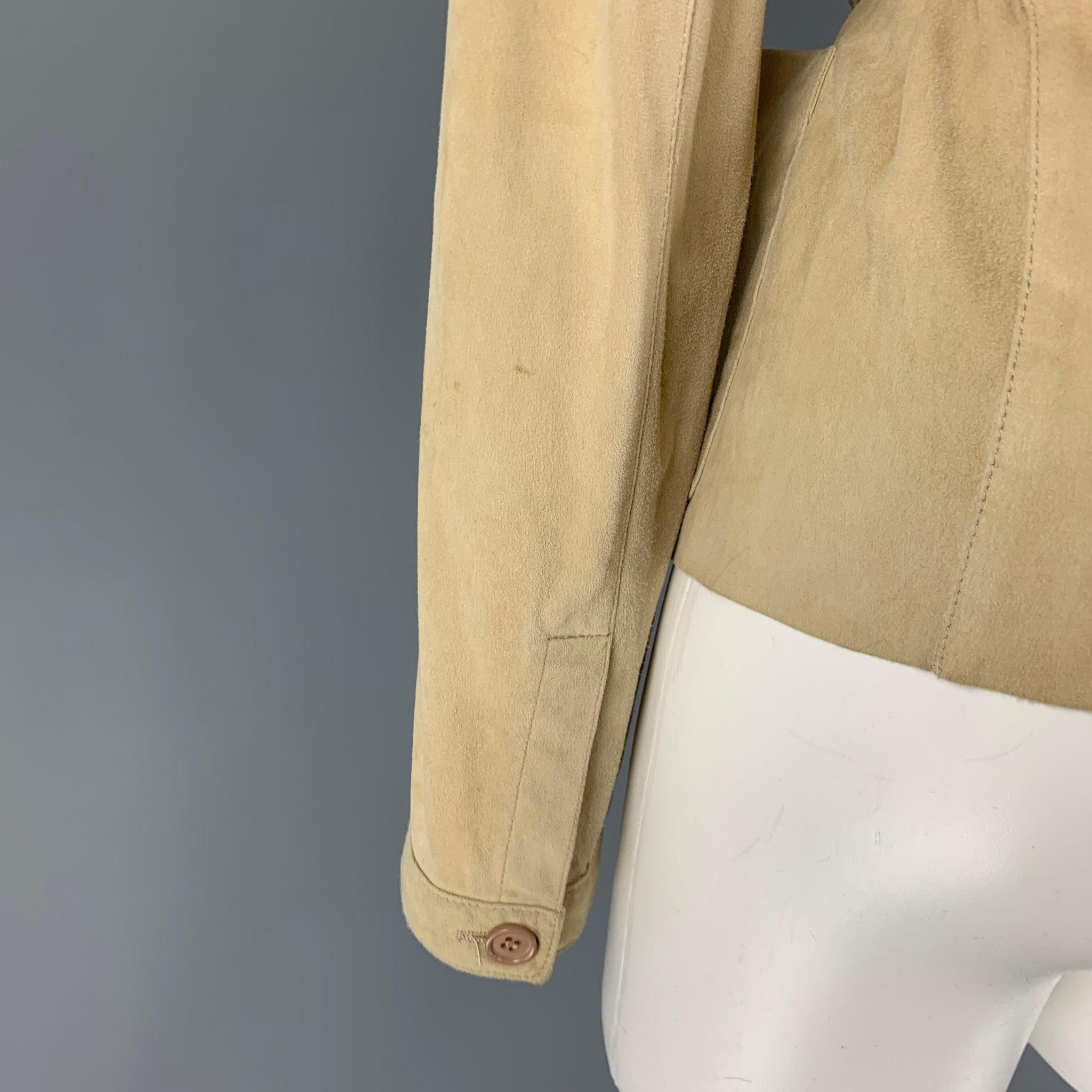 Women's MIU MIU Size 4 Beige Suede Belted Jacket For Sale