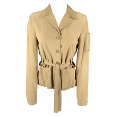 MIU Größe 4 Beige Wildlederjacke mit Gürtel