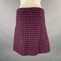 MIU MIU Size 4 Fuchsia Navy Virgin Wool Tweed Knee-Length Skirt