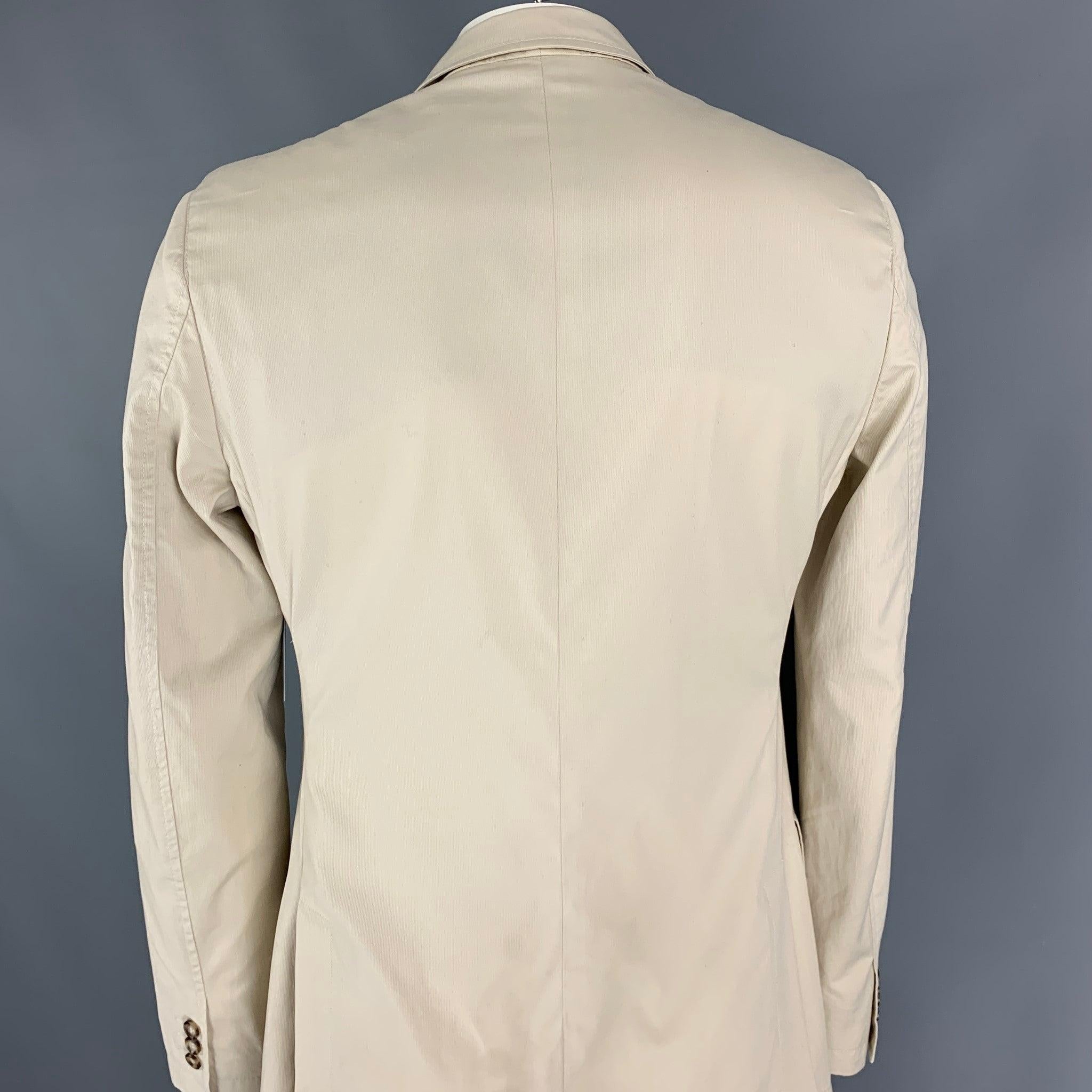 MIU MIU Size 42 Beige Cotton Single Button Sport Coat In Excellent Condition For Sale In San Francisco, CA