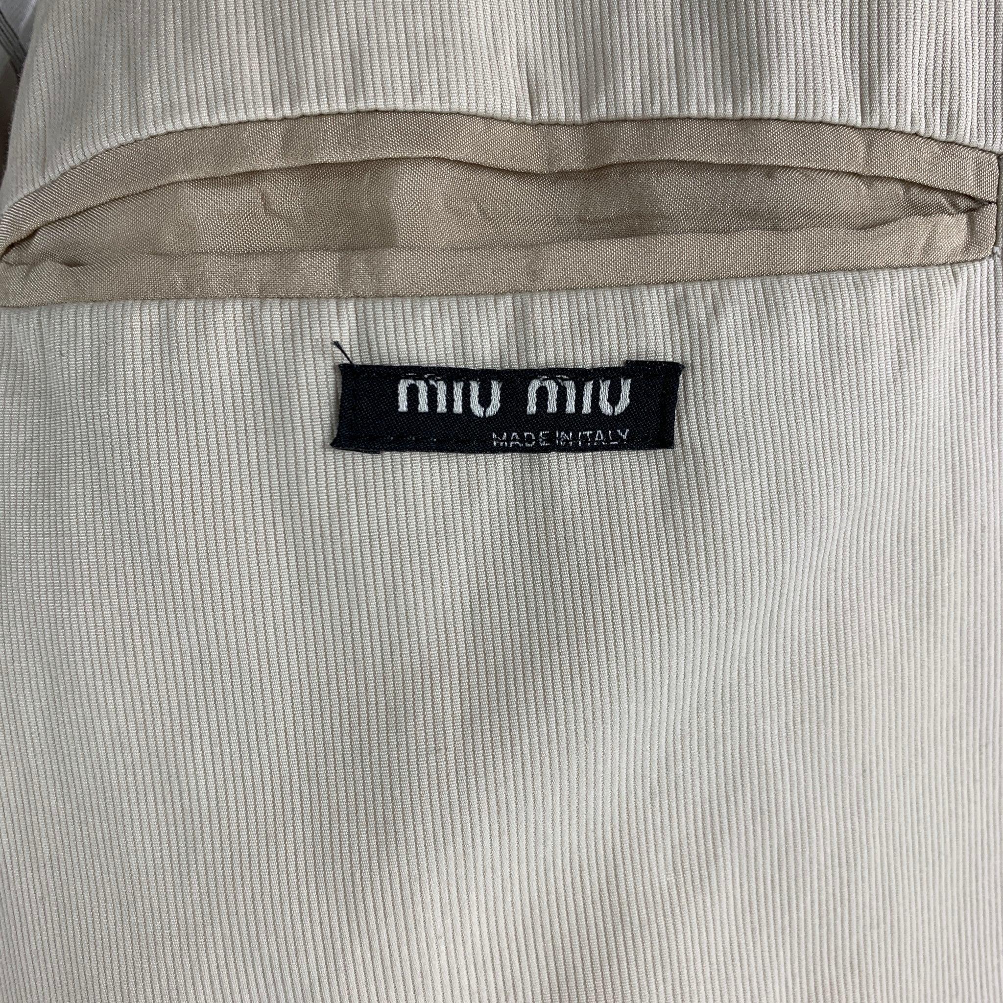 Men's MIU MIU Size 42 Beige Cotton Single Button Sport Coat For Sale