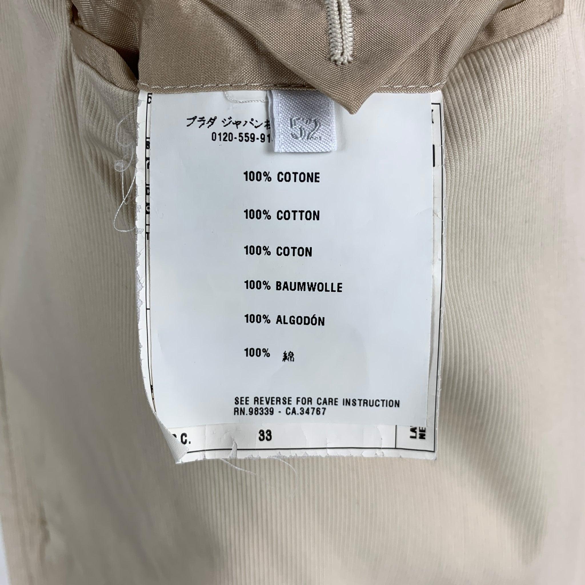 MIU MIU Size 42 Beige Cotton Single Button Sport Coat For Sale 1