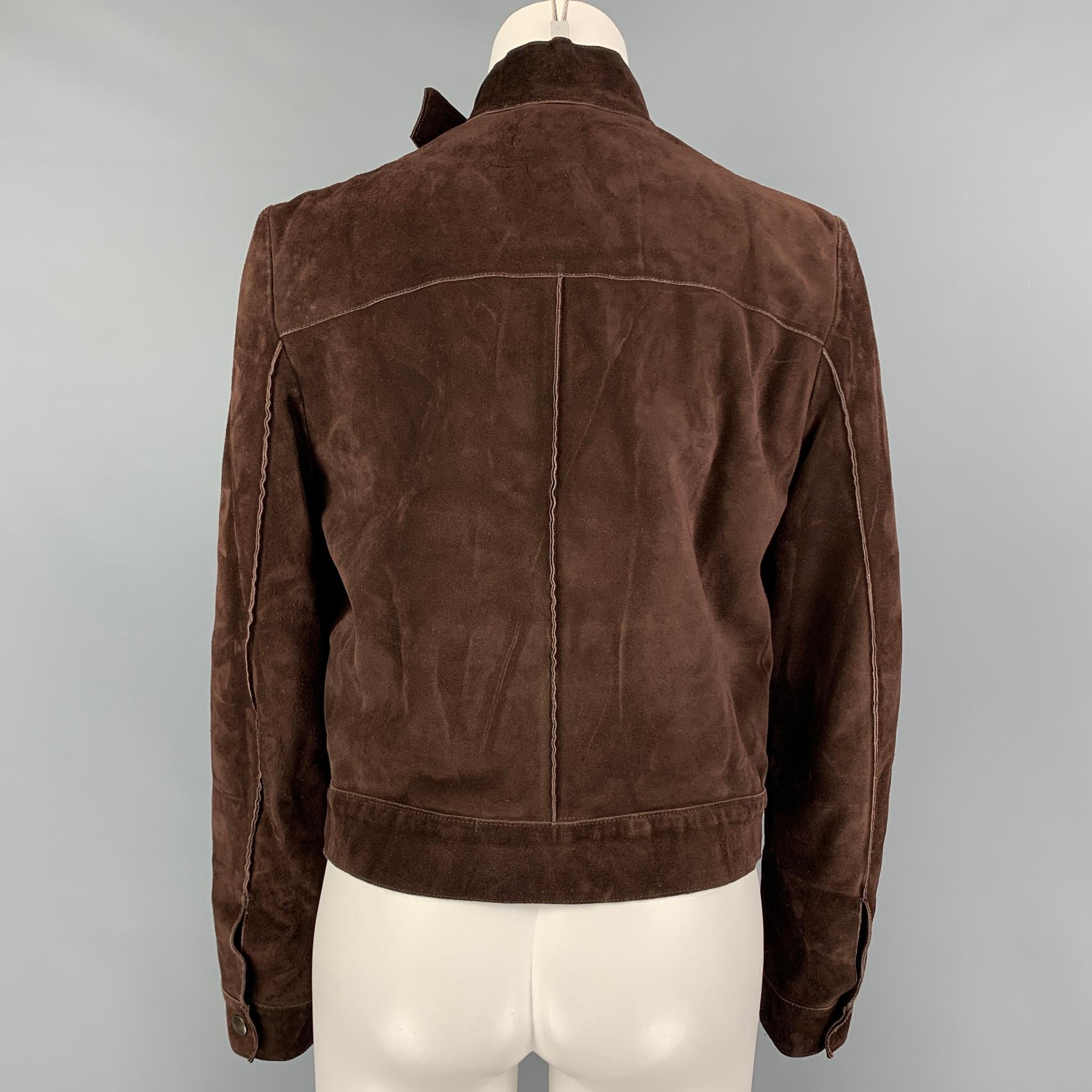 MIU MIU Size 6 Brown Suede Snaps Jacket In Good Condition In San Francisco, CA