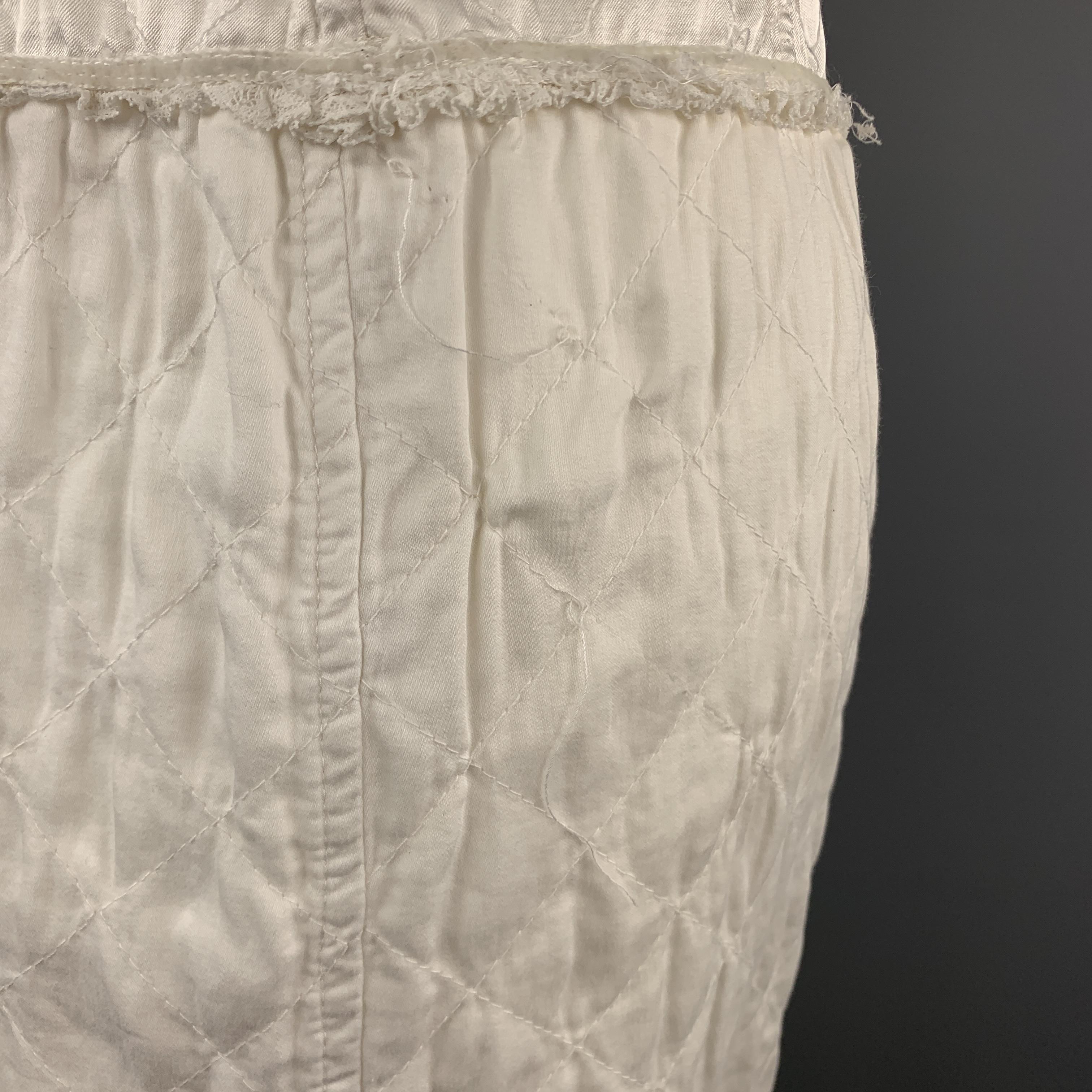 MIU MIU Size 6 White Cotton Quilted Mixed fabrics Sleeveless Dress 1