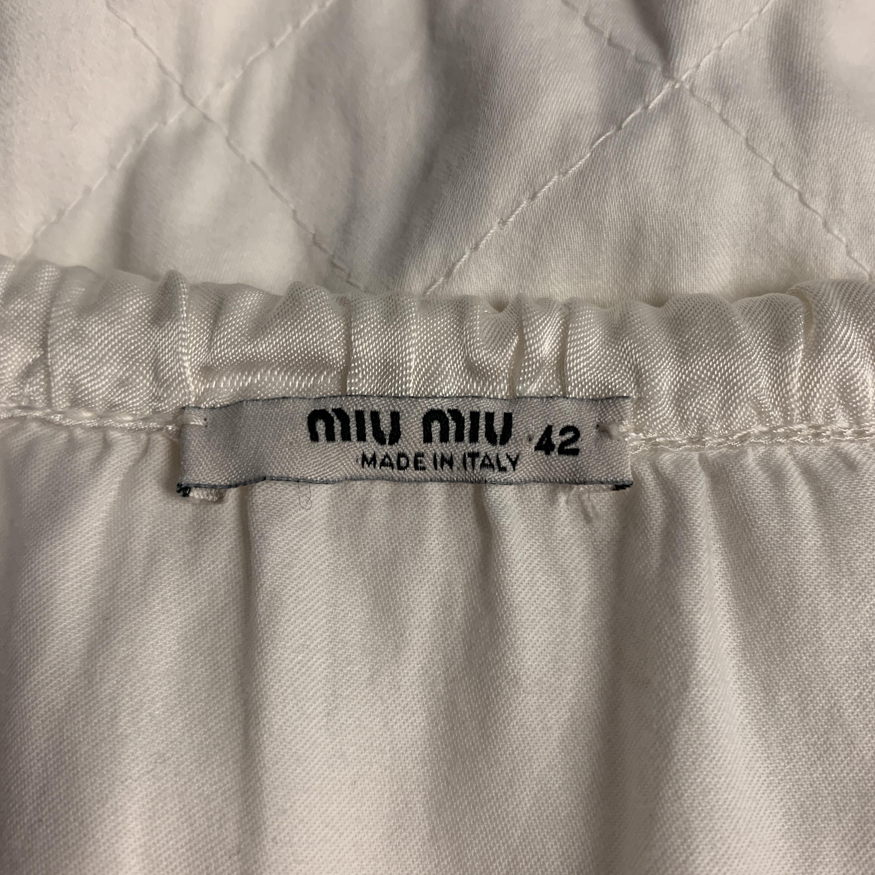 MIU MIU Size 6 White Cotton Quilted Mixed fabrics Sleeveless Dress 3