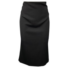 MIU MIU Size 8 Black Twill Virgin Wool Pencil Skirt
