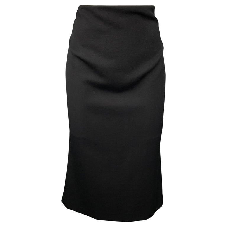 MIU MIU Size 8 Black Twill Virgin Wool Pencil Skirt at 1stDibs | black ...