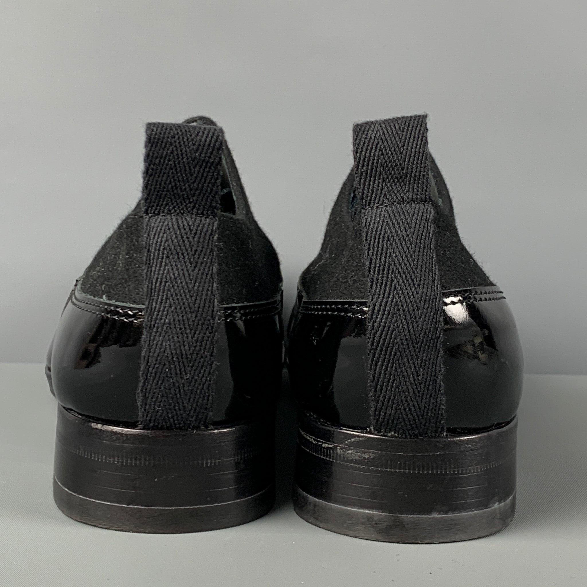 MIU MIU Size 9 Black Mixed Materials Leather Shoes For Sale 1
