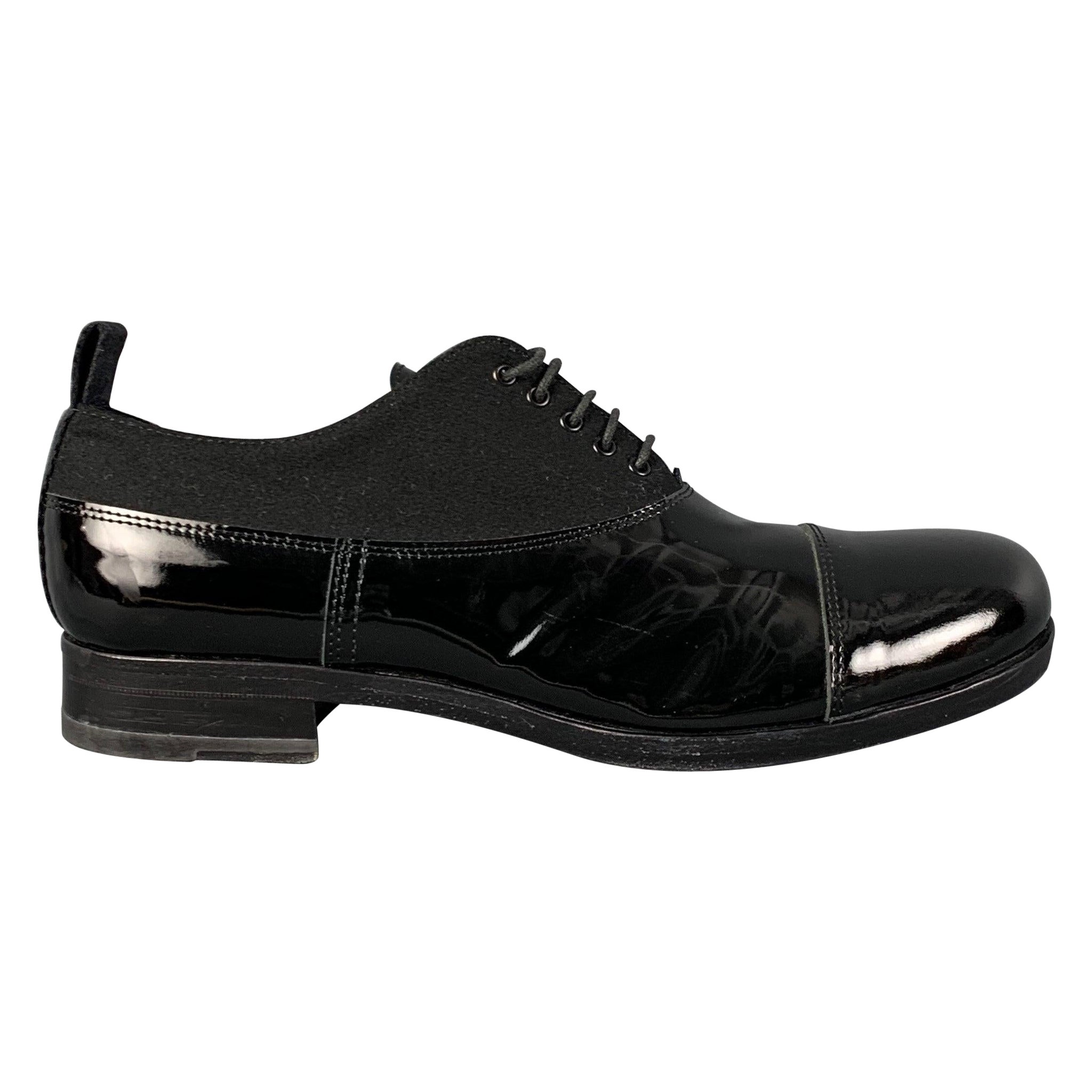 Chaussures en cuir noires MIU taille 9, matériaux mélangés en vente