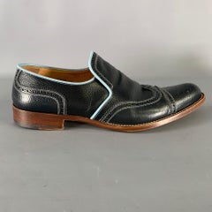 MIU MIU Size 9 Navy Light Blue Leather Spectator Loafers