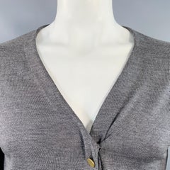 MIU MIU Size L Grey Wool Two Pockets Button Down Cardigan