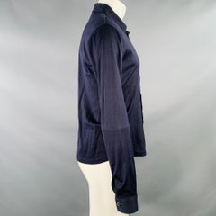 MIU MIU Size S Navy Cotton Pointed Collar Long Sleeve Shirt