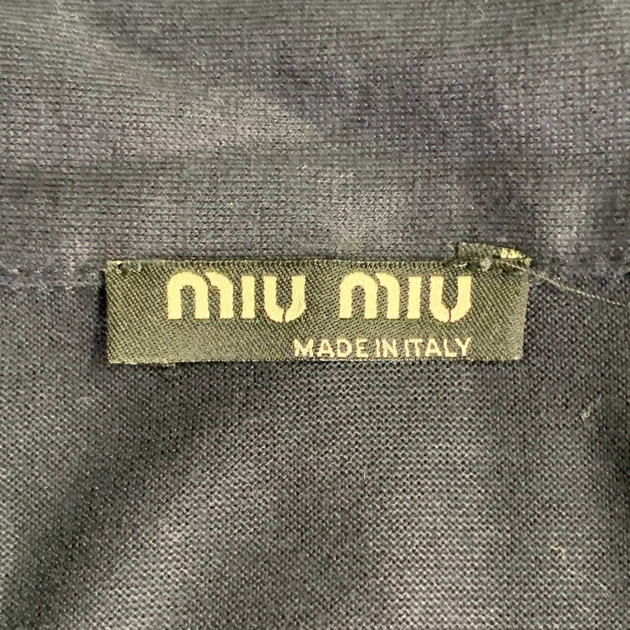 MIU MIU Size S Navy Cotton Pointed Collar Long Sleeve Shirt In Excellent Condition In San Francisco, CA