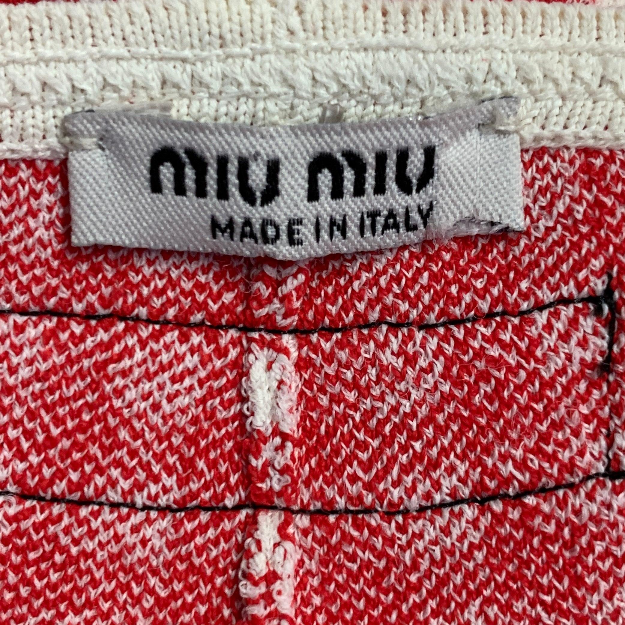 MIU MIU Größe S Rot Creme Viskose Gingham Elastischer Bund Shorts im Zustand „Hervorragend“ im Angebot in San Francisco, CA