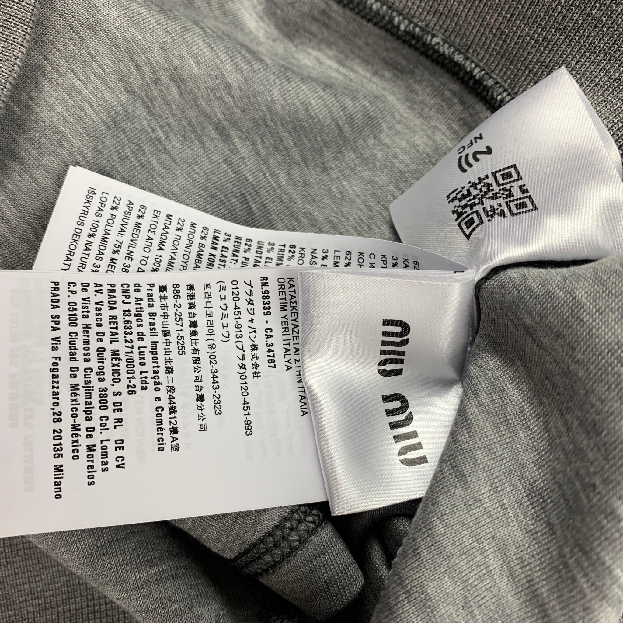 Women's MIU MIU Size XS Gray Ribbed Cotton Fleece Top