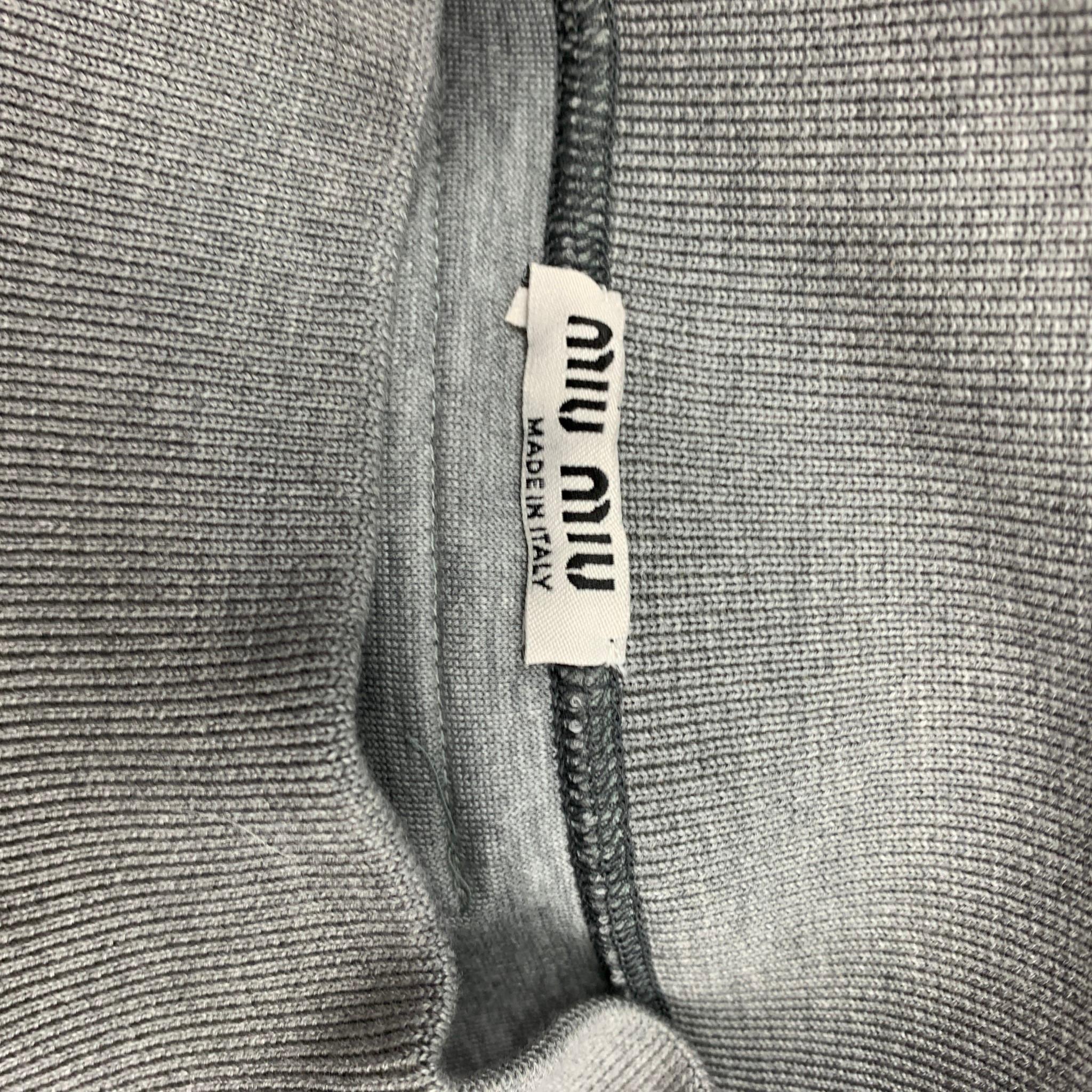 MIU MIU Size XS Gray Ribbed Cotton Fleece Top 1