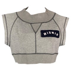 MIU MIU Size XS Gray Ribbed Cotton Fleece Top