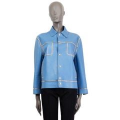 MARNI sky blue leather STUDDED Jacket M