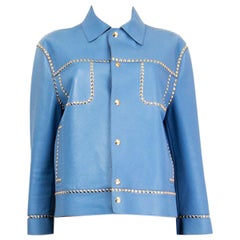 MARNI Himmelblaue STUDDED Jacke aus Leder M