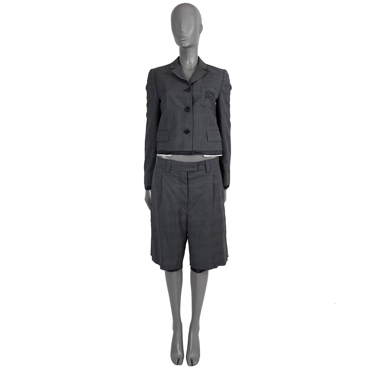 MIU MIU Slate grey wool 2022 BEMUDA Shorts Pants 40 S For Sale 2