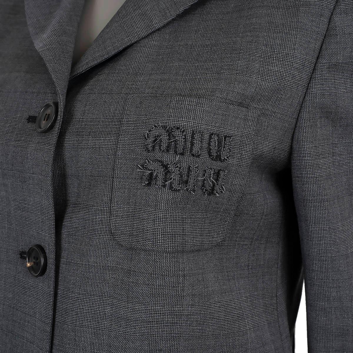 MIU MIU Slate grey wool 2022 LAYERED CROPPED Blazer Jacket 42 L For Sale 1