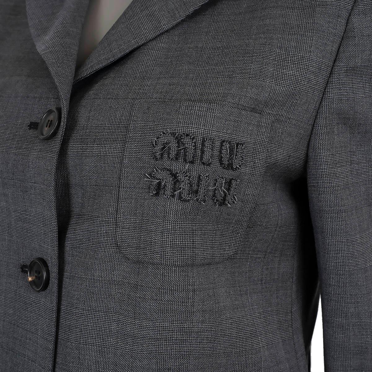 MIU MIU Slate grey wool 2022 LAYERED CROPPED Blazer Jacket 42 L 1