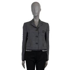 MIU MIU Slate grey wool 2022 LAYERED CROPPED Blazer Jacket 42 L