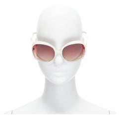 MIU MIU SMU021 crème blanc argent logo papillon lunettes de soleil oversize