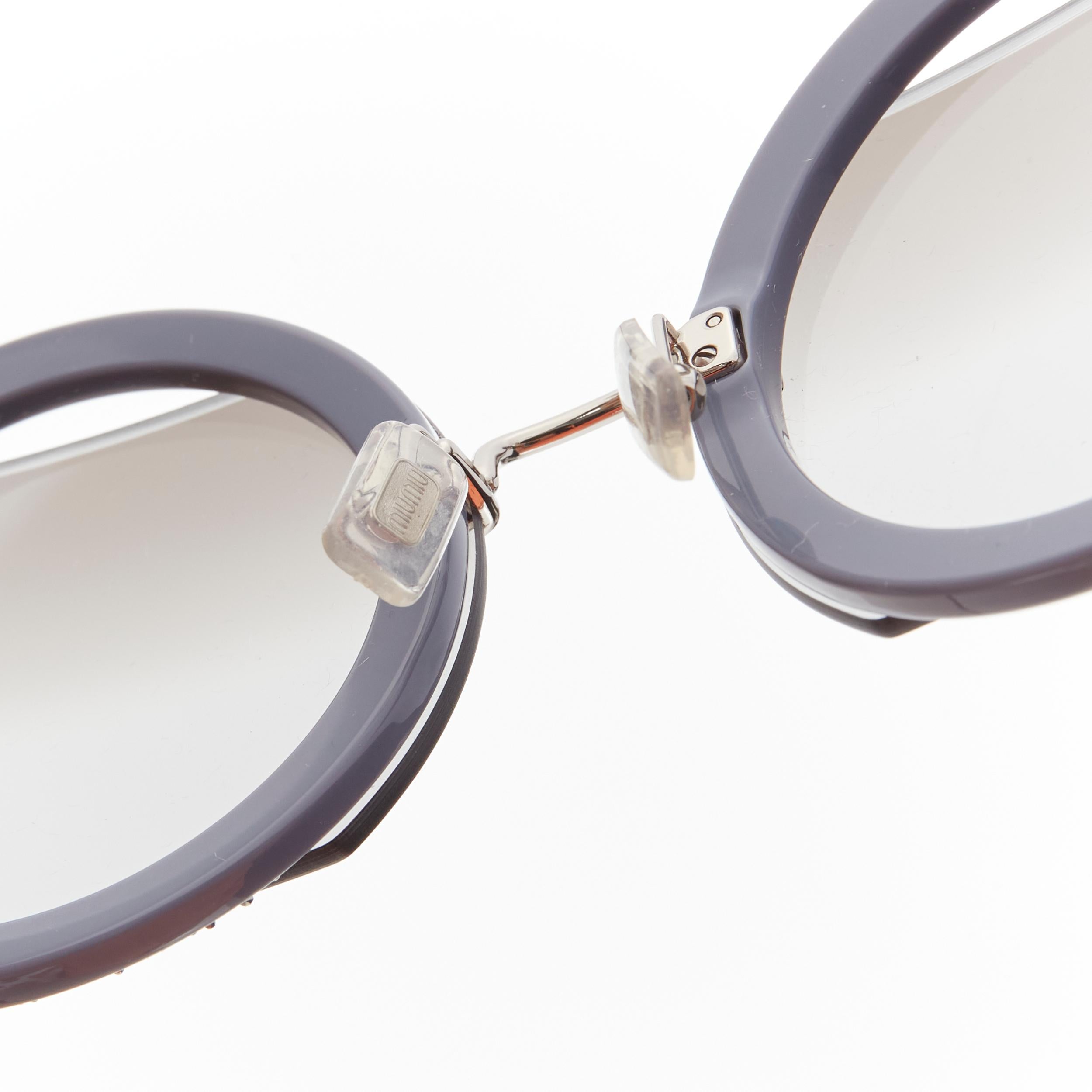 MIU MIU SMU06S dark silver embellished circle frame rounded sunglasses In Excellent Condition In Hong Kong, NT