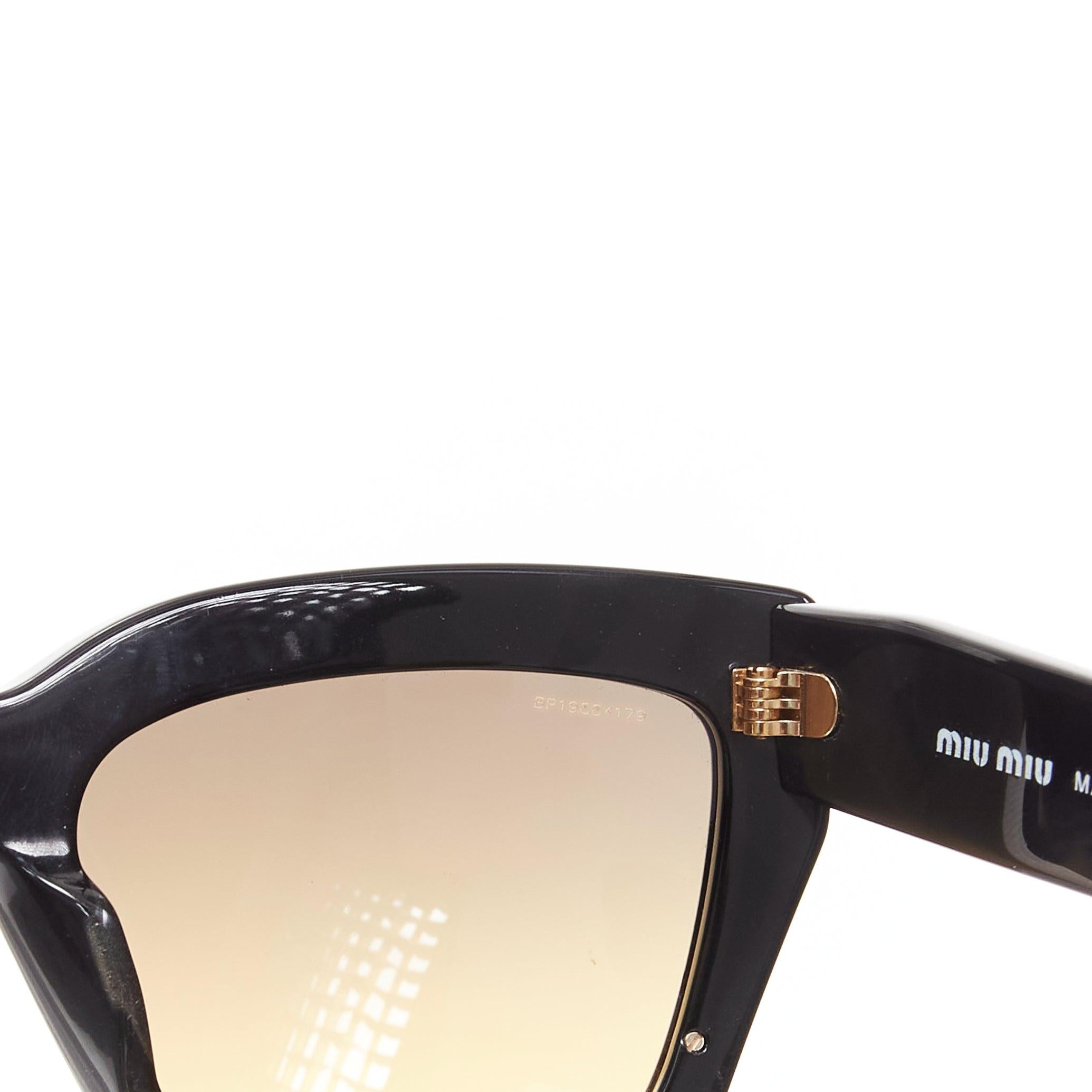 MIU MIU SMU110 black angular frame gradient brown lens cut off sunglasses 3