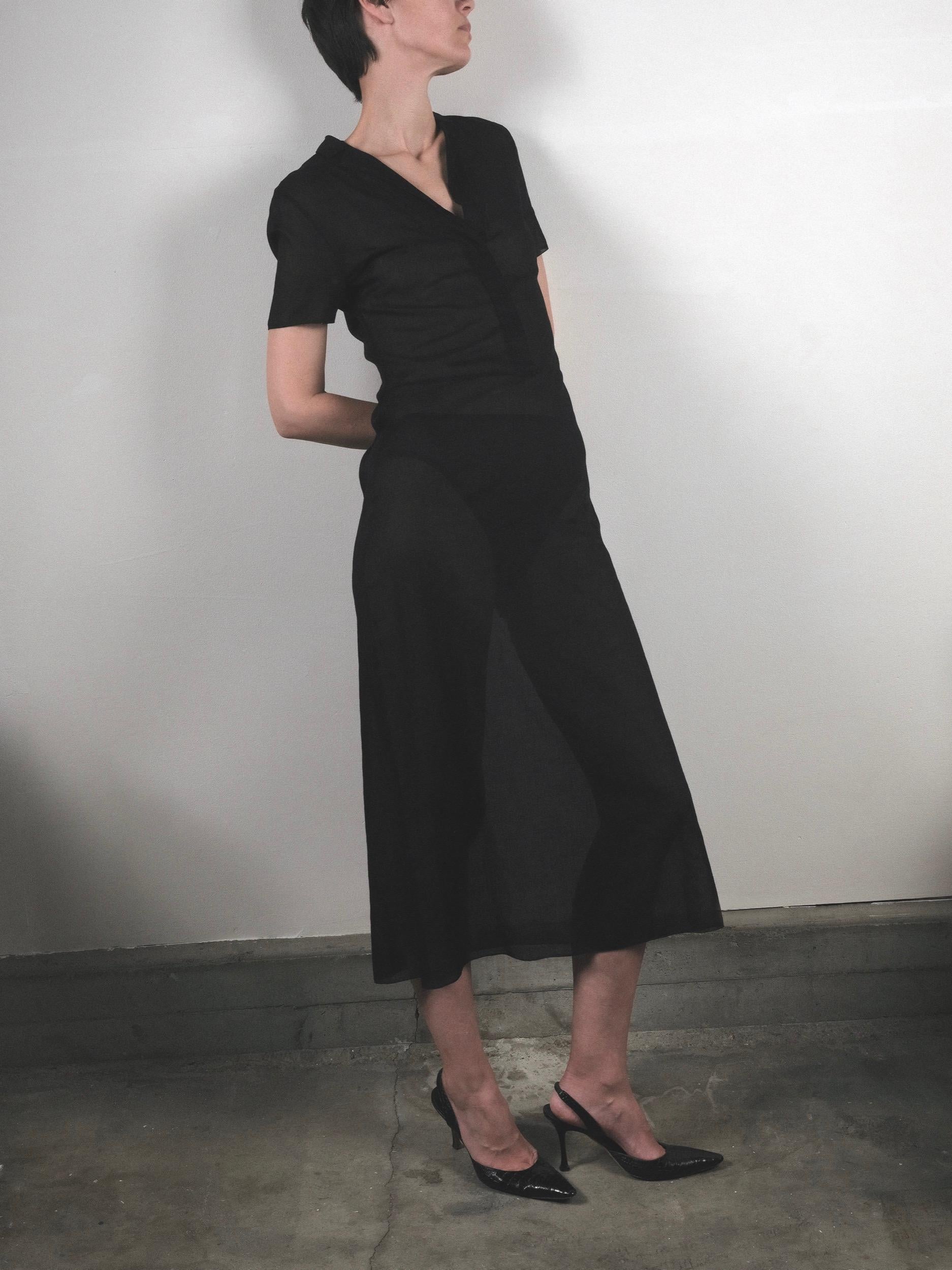 Miu Miu Spring/Summer 1997 Sheer Black Cotton Dress IT42 Runway Documented 10