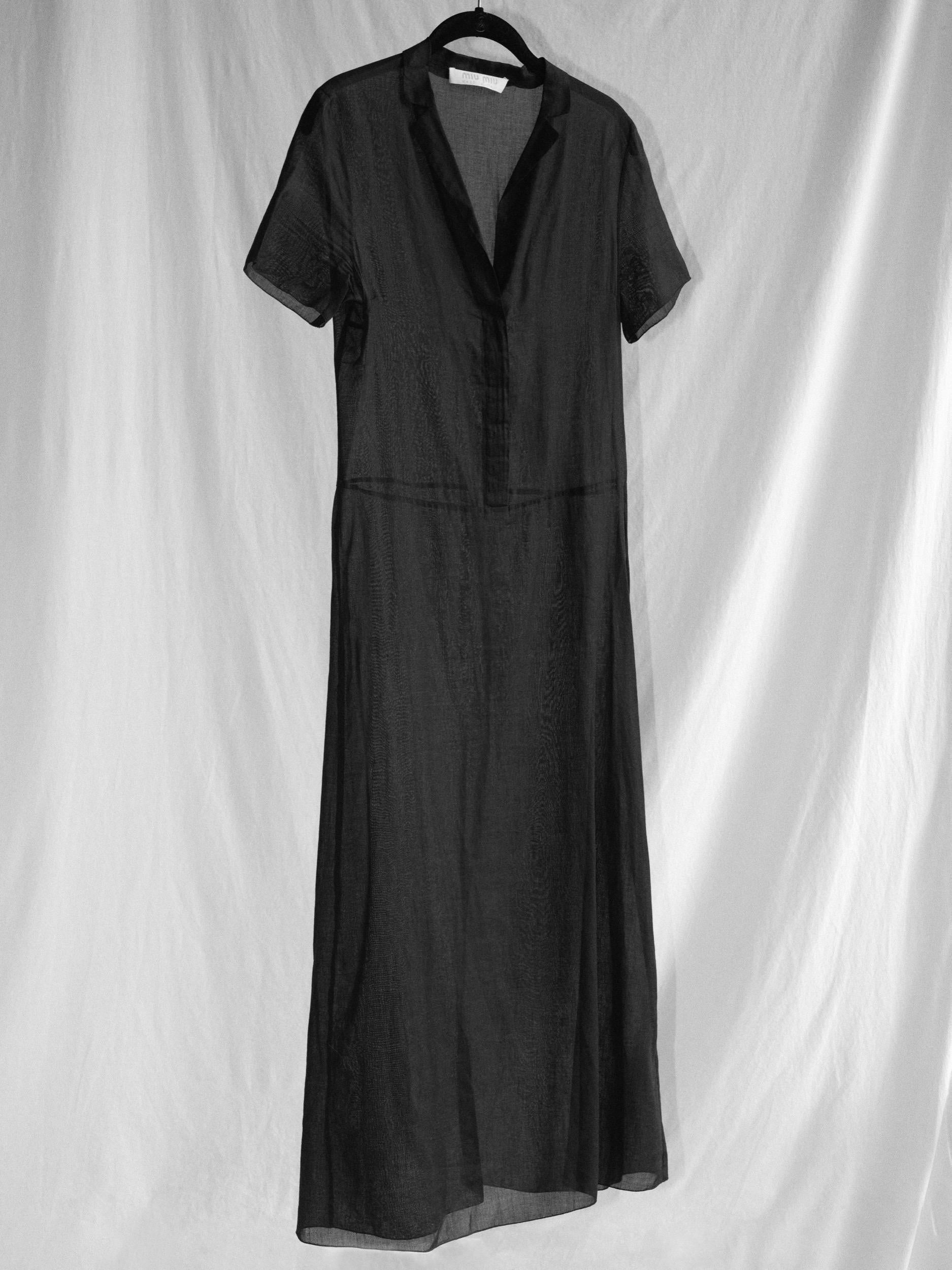 Miu Miu Spring/Summer 1997 Sheer Black Cotton Dress IT42 Runway Documented 12