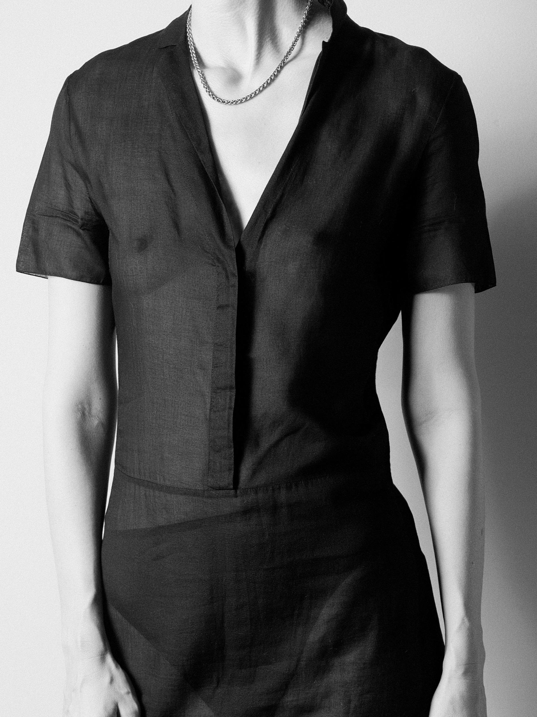Miu Miu Spring/Summer 1997 Sheer Black Cotton Dress IT42 Runway Documented 2