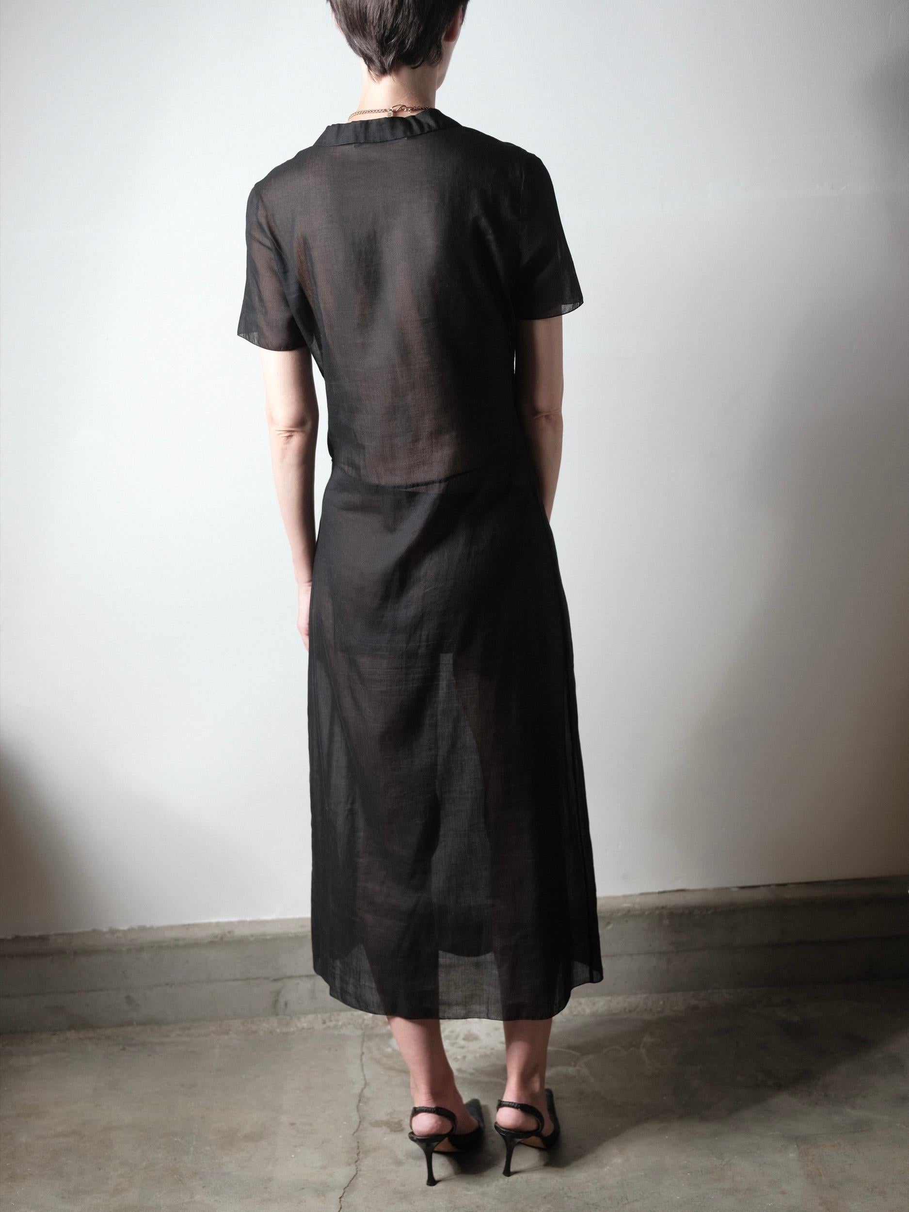 Miu Miu Spring/Summer 1997 Sheer Black Cotton Dress IT42 Runway Documented 3