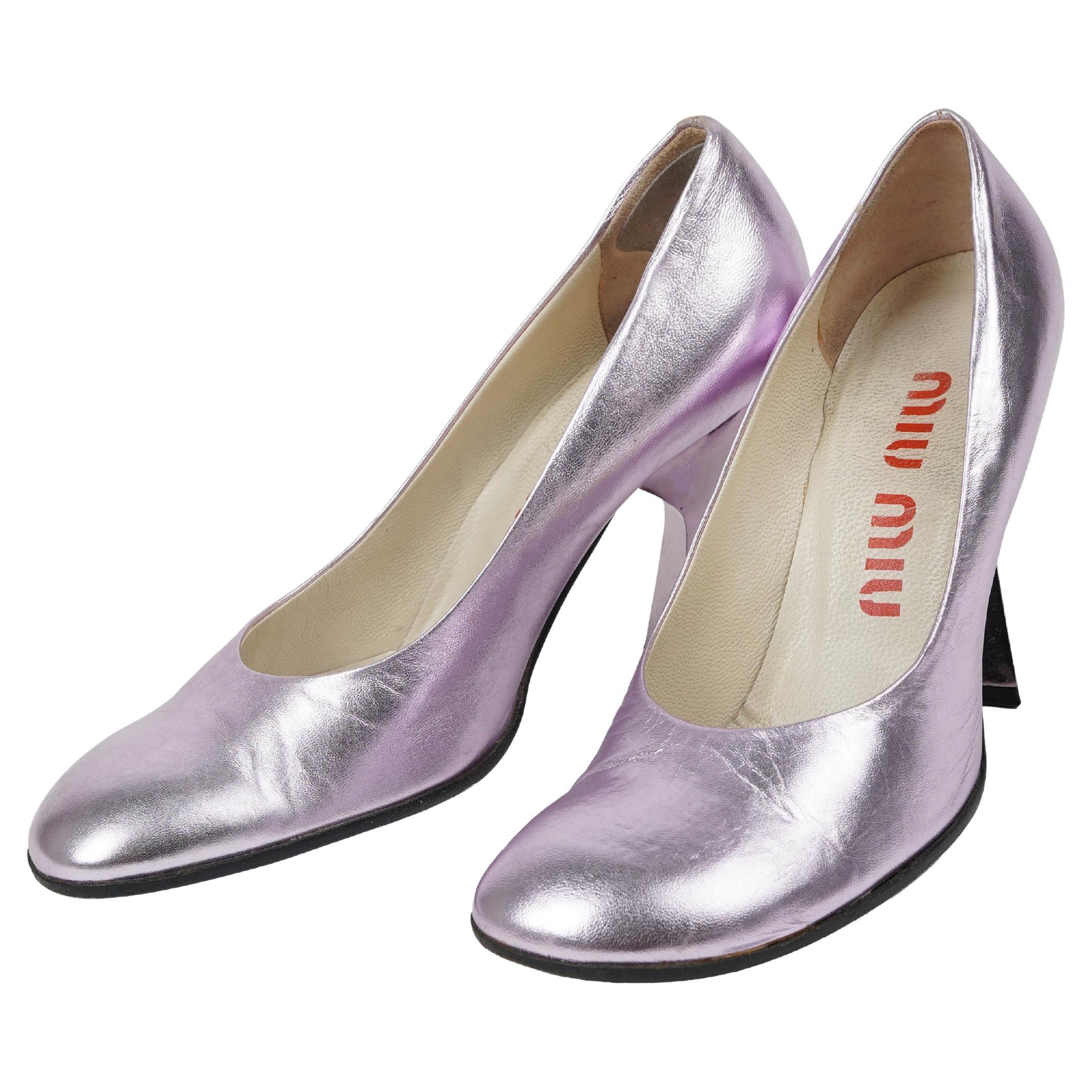 Miu Miu Spring/Summer 1998 Lilac Runway Heels with Mirror Heel