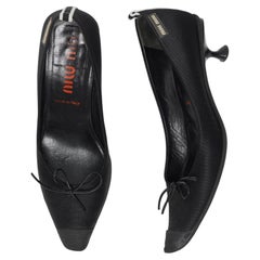 Miu Miu Spring/Summer 2000 Black Nylon Pointed Toe Kitten Heels EU 37
