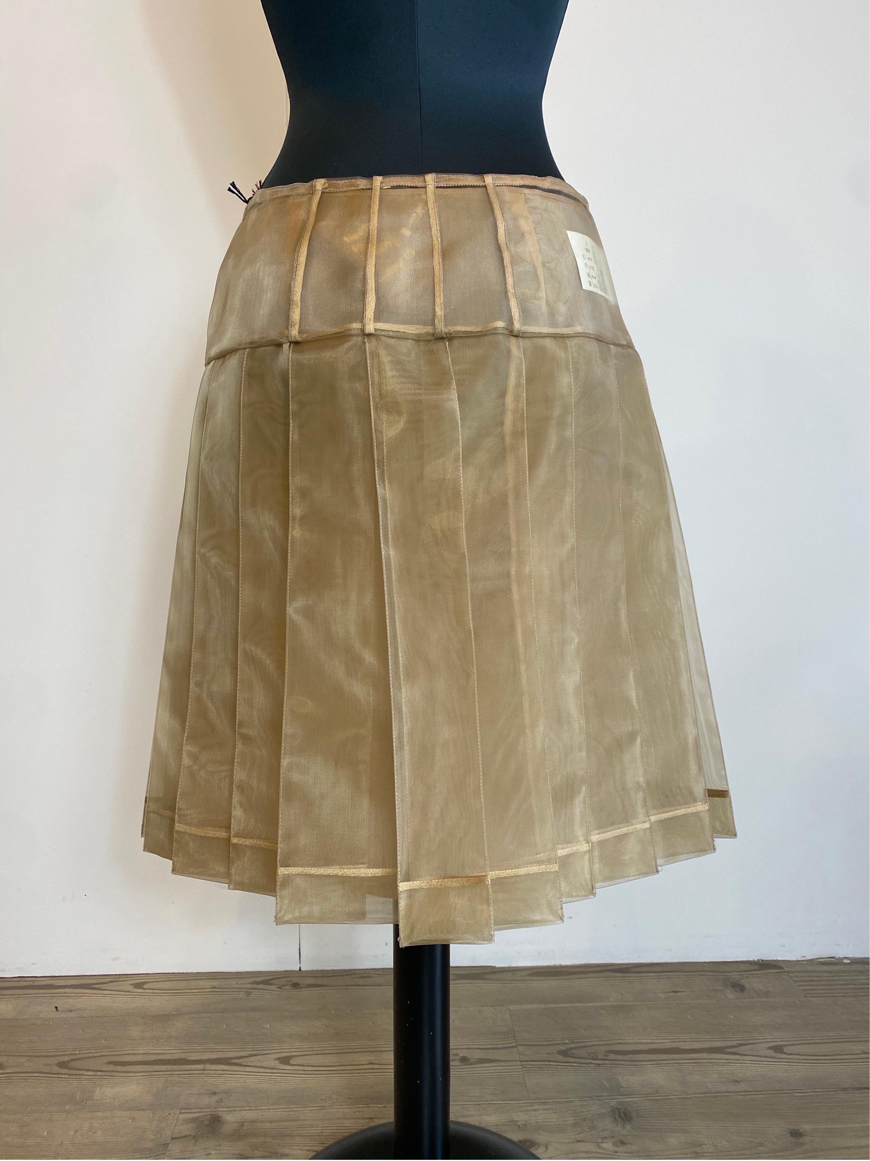 Miu Miu Spring Summer 2000 pleated Beige Skirt For Sale 3