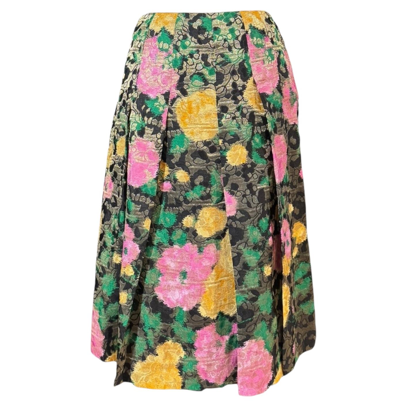 Miu Miu Primavera/Verano 2004 Falda plisada en jacquard de seda floral en venta
