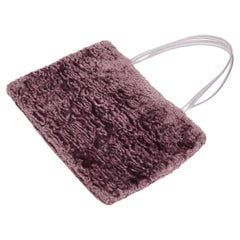 Miu Miu SS 1998 Plum Shearling Small Shoulder Bag with Metallic Leather Handles