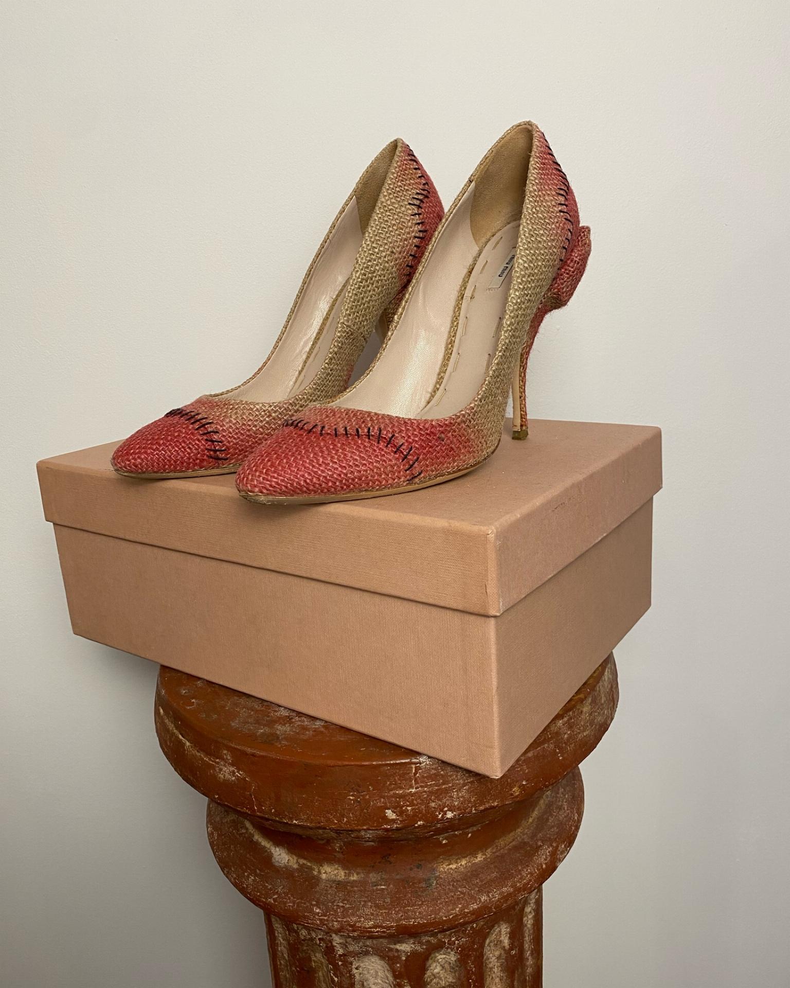 MIU MIU Gesteppte Raffia Pumps SS2009 im Angebot 3