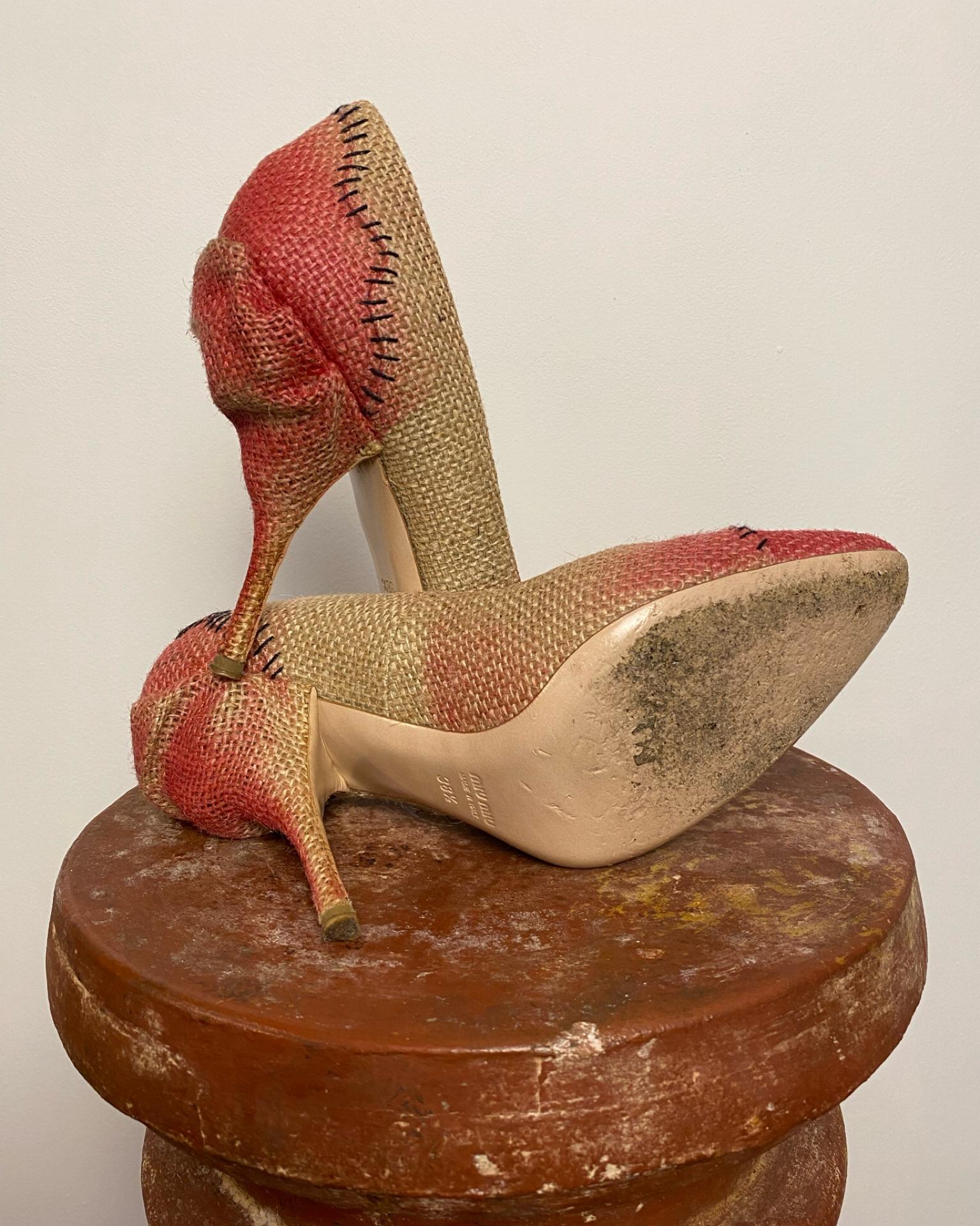 MIU MIU Gesteppte Raffia Pumps SS2009 im Angebot 4