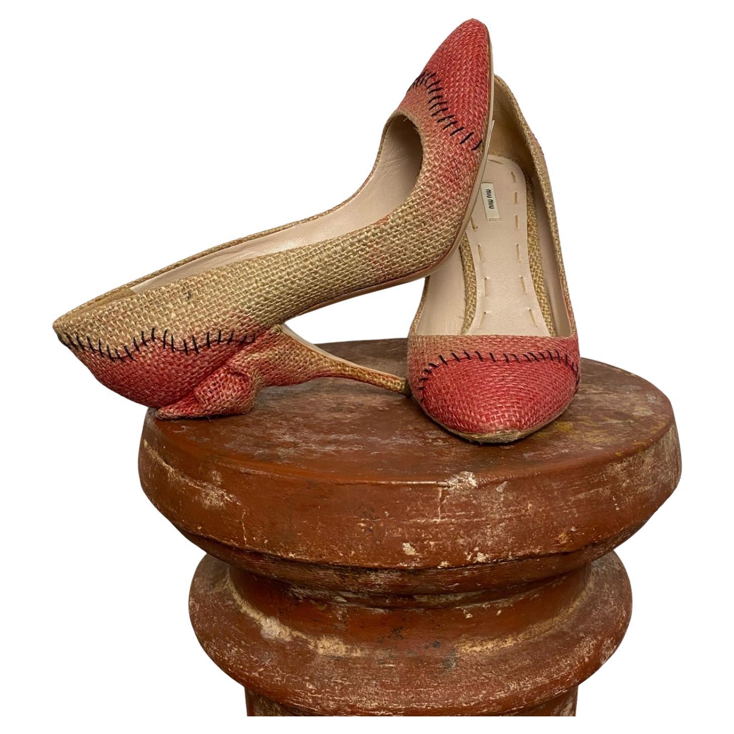 MIU MIU Gesteppte Raffia Pumps SS2009 im Angebot