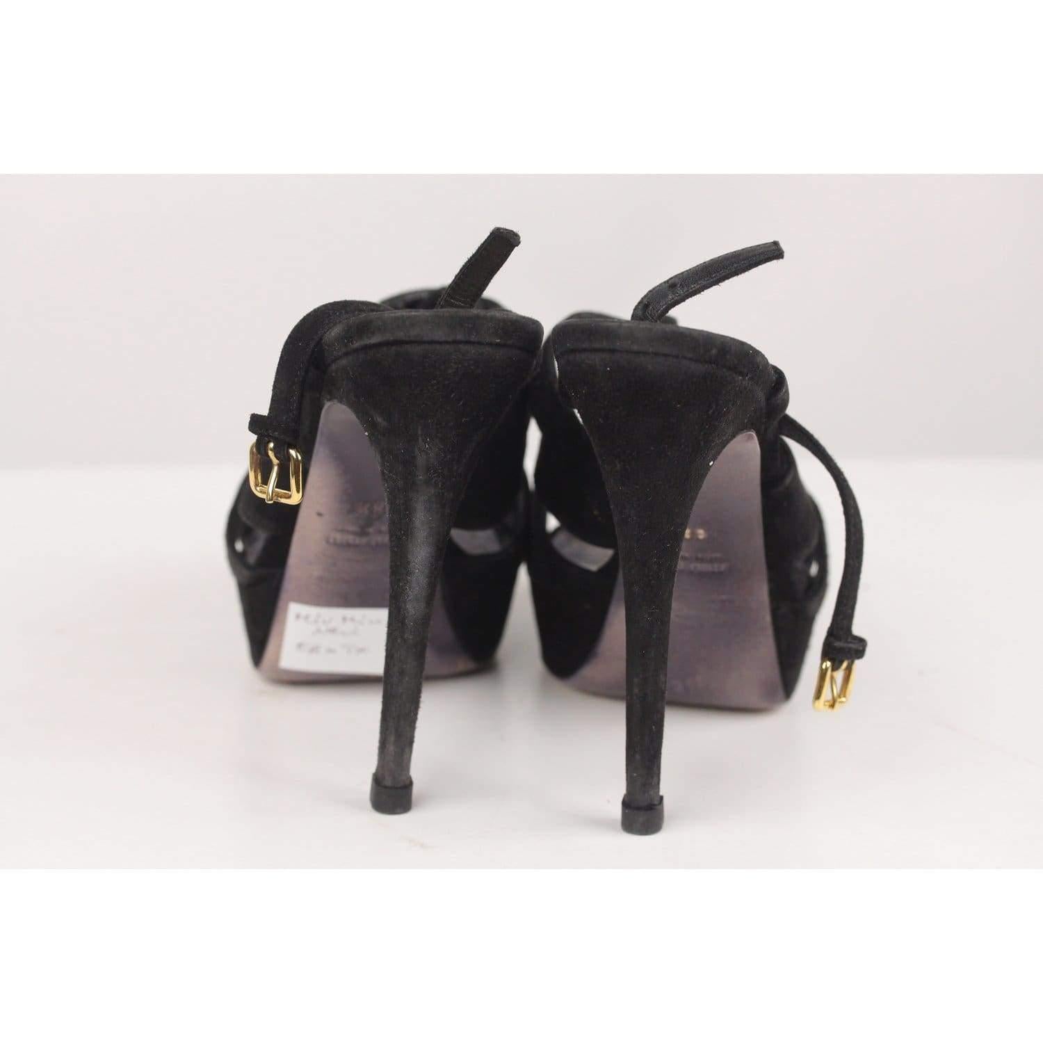 Black Miu Miu Strappy Sandals Pumps Heels Size 38.5