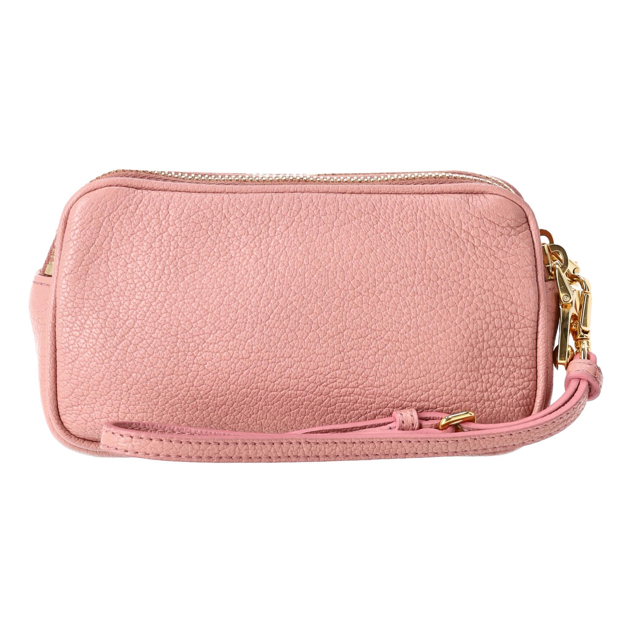 Beige Miu Miu Stud Embellished Leather Pouch/Purse