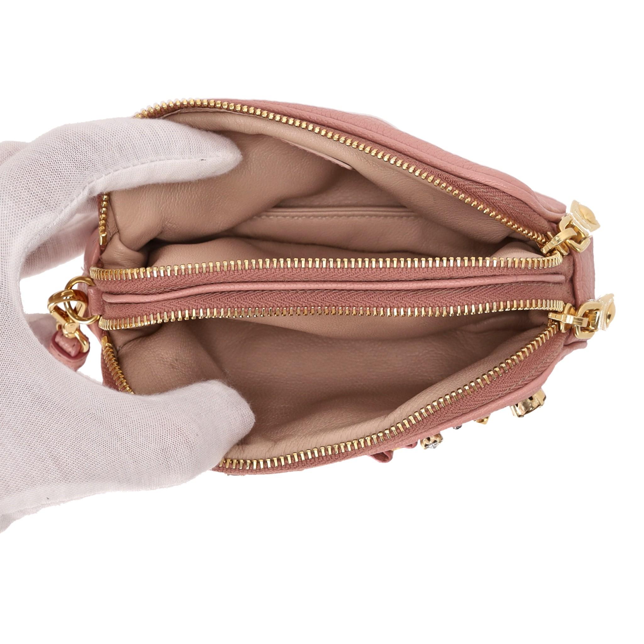 Women's Miu Miu Stud Embellished Leather Pouch/Purse