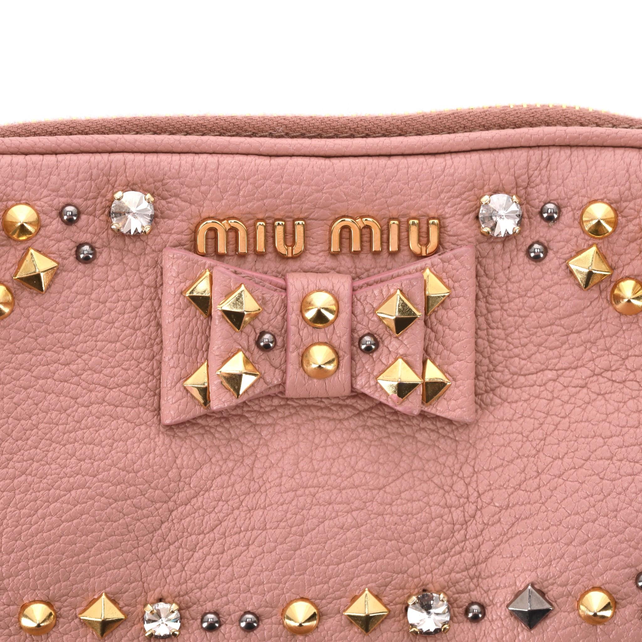 Miu Miu Stud Embellished Leather Pouch/Purse 1