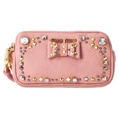 Miu Miu Stud Embellished Leather Pouch/Purse