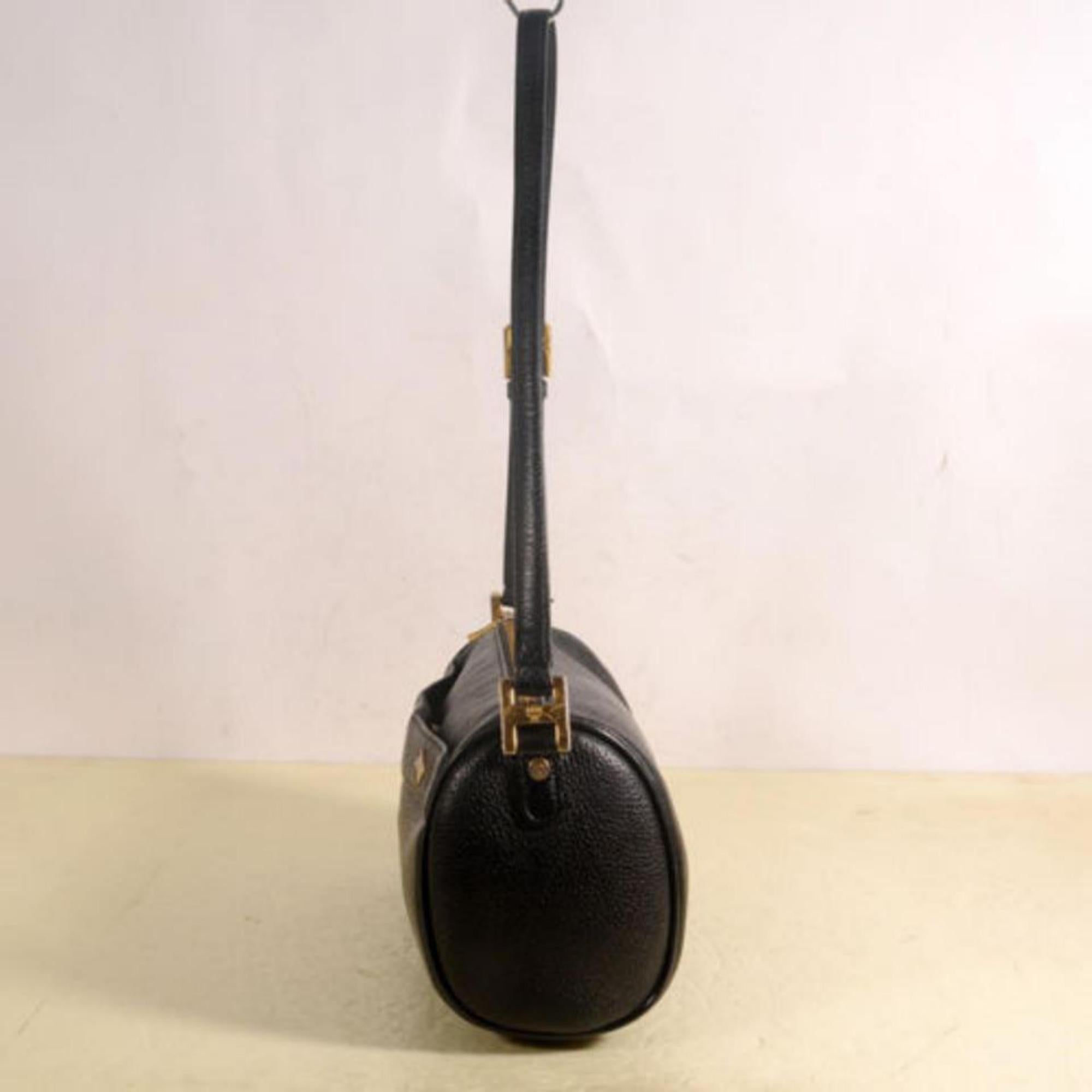 Miu Miu Studded Cyllinder Boston 868837 Black Leather Shoulder Bag For Sale 1