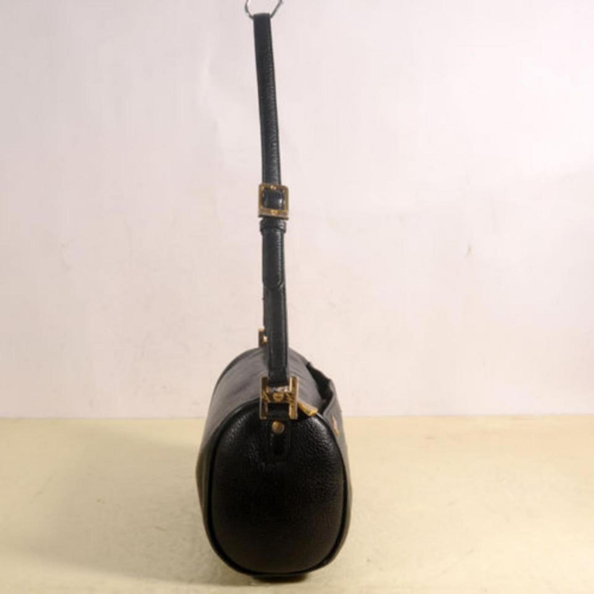 Miu Miu Studded Cyllinder Boston 868837 Black Leather Shoulder Bag For Sale 2