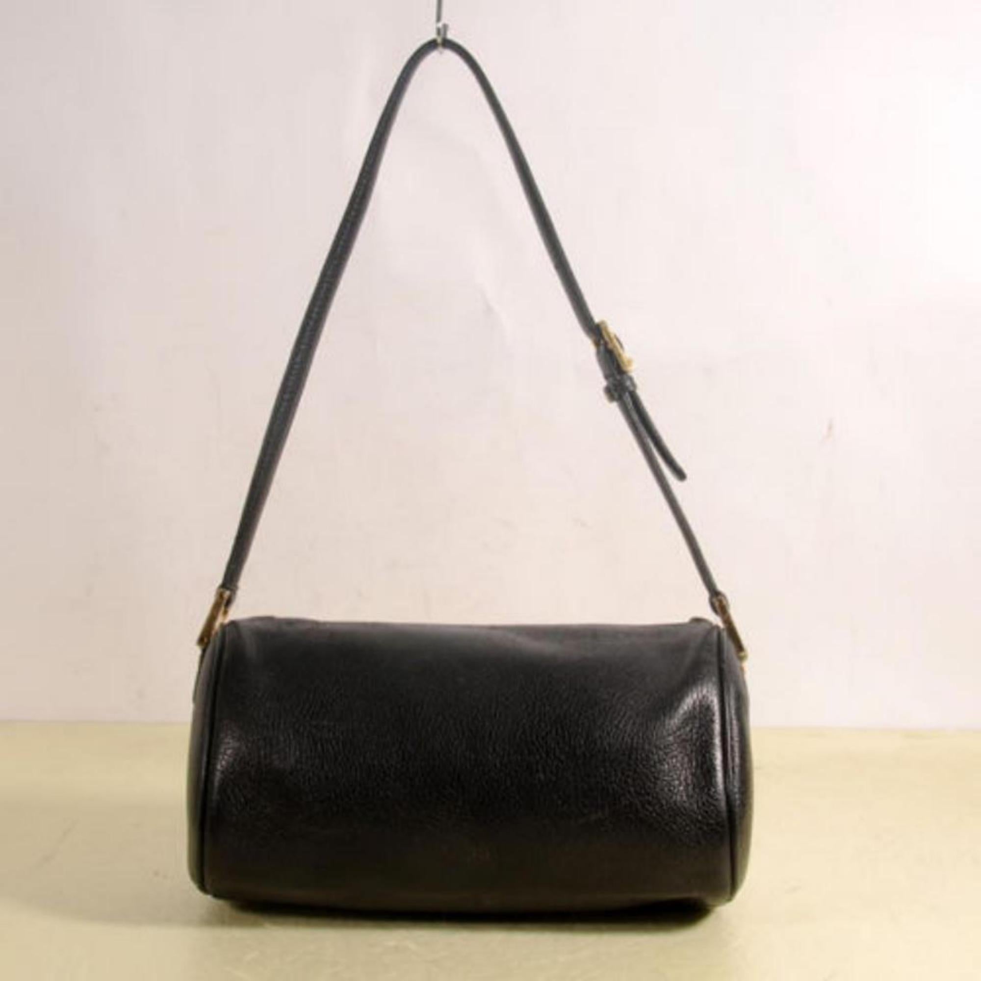 Miu Miu Studded Cyllinder Boston 868837 Black Leather Shoulder Bag For Sale 3